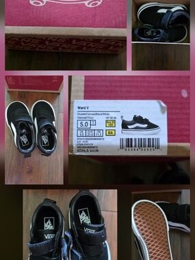 Vans Toddler Kids Ward V Black/White Skate Shoes - Size 5.0 T